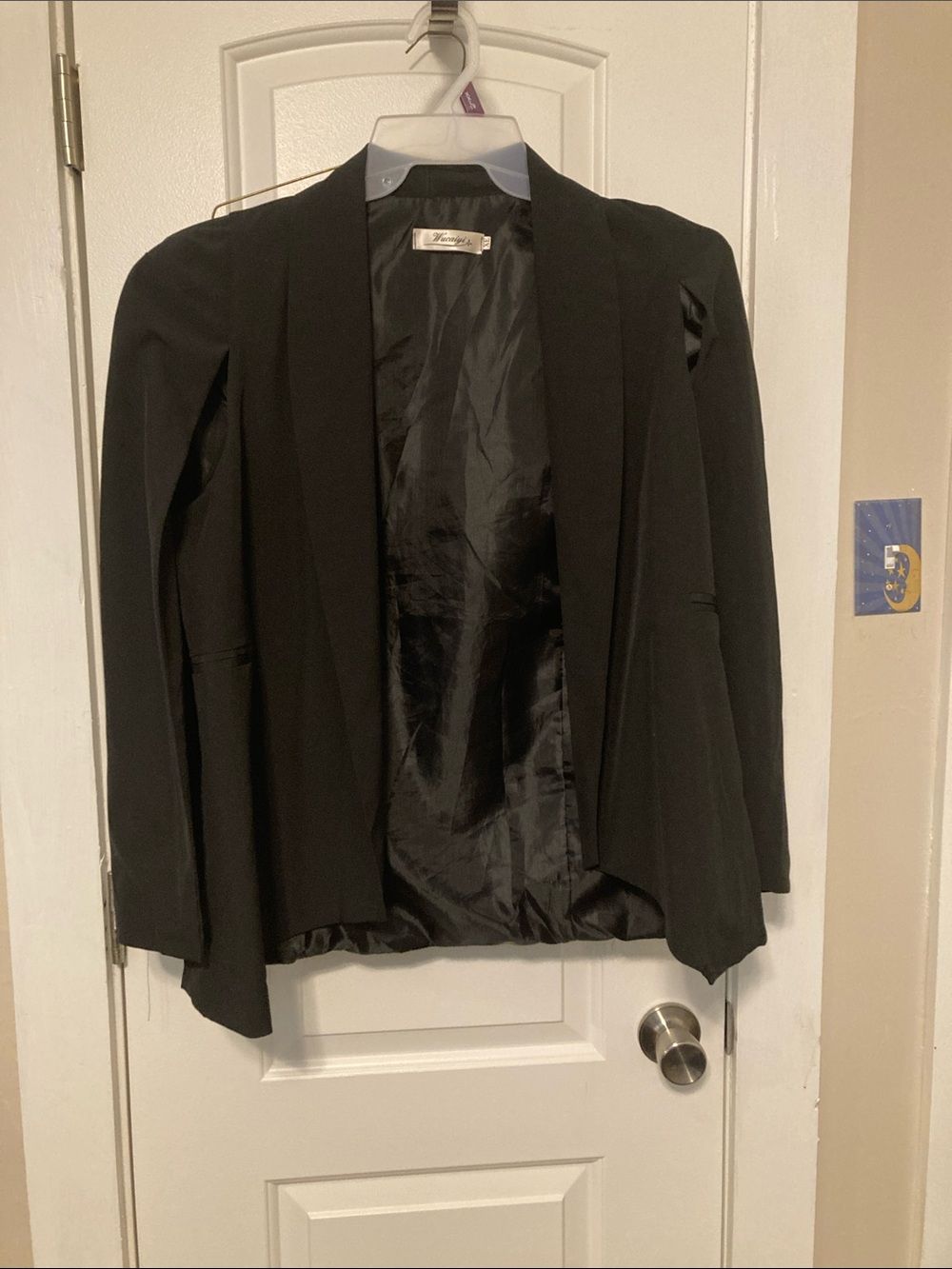 Women's Black Open Front Cape Blazer Jacket